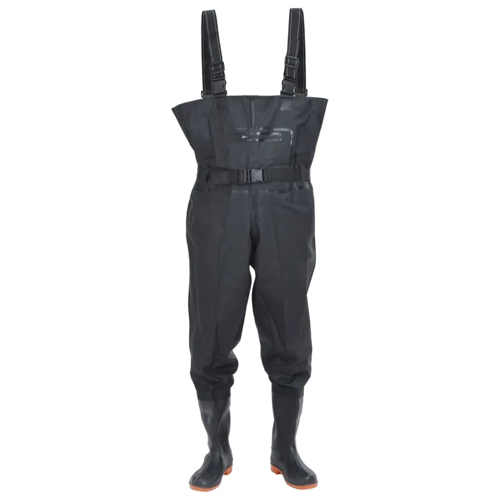 Chest Waders with Boots and Belt Black Size 44