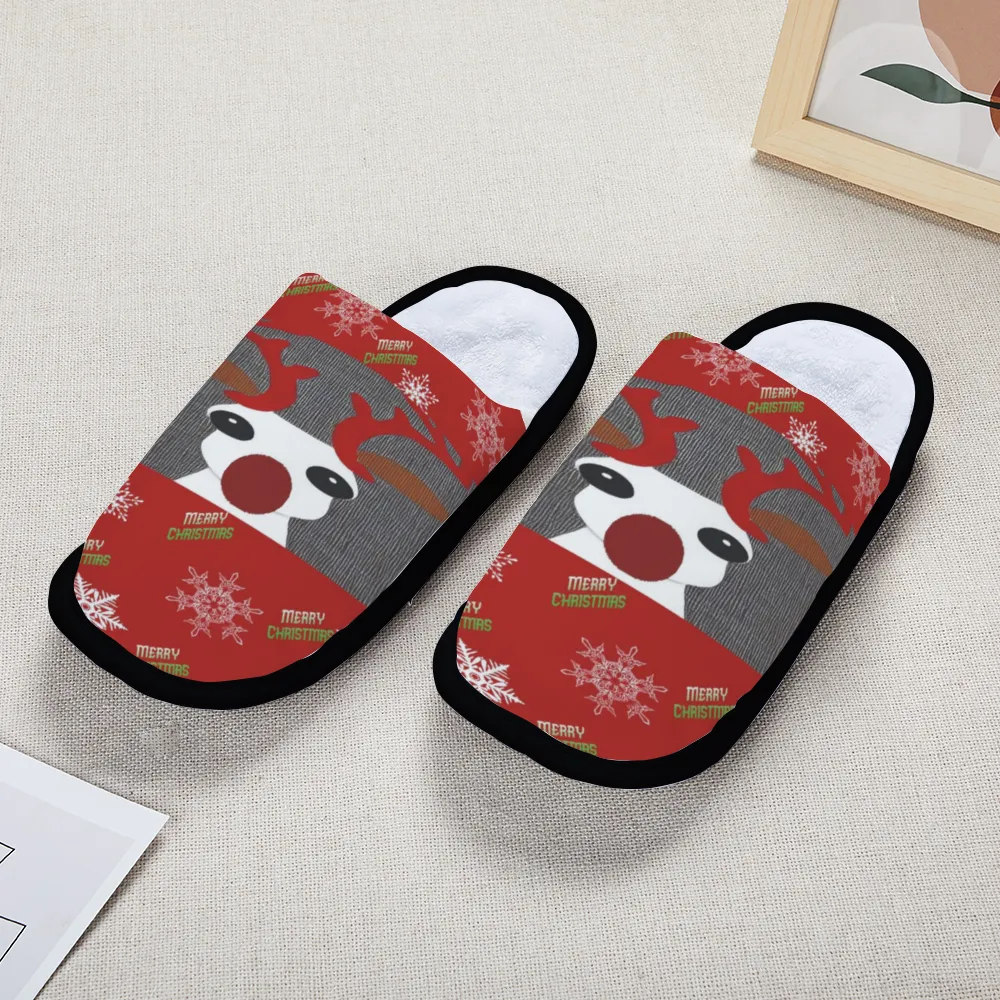 Christmas Reindeer Adults' Flannel Christmas Slippers