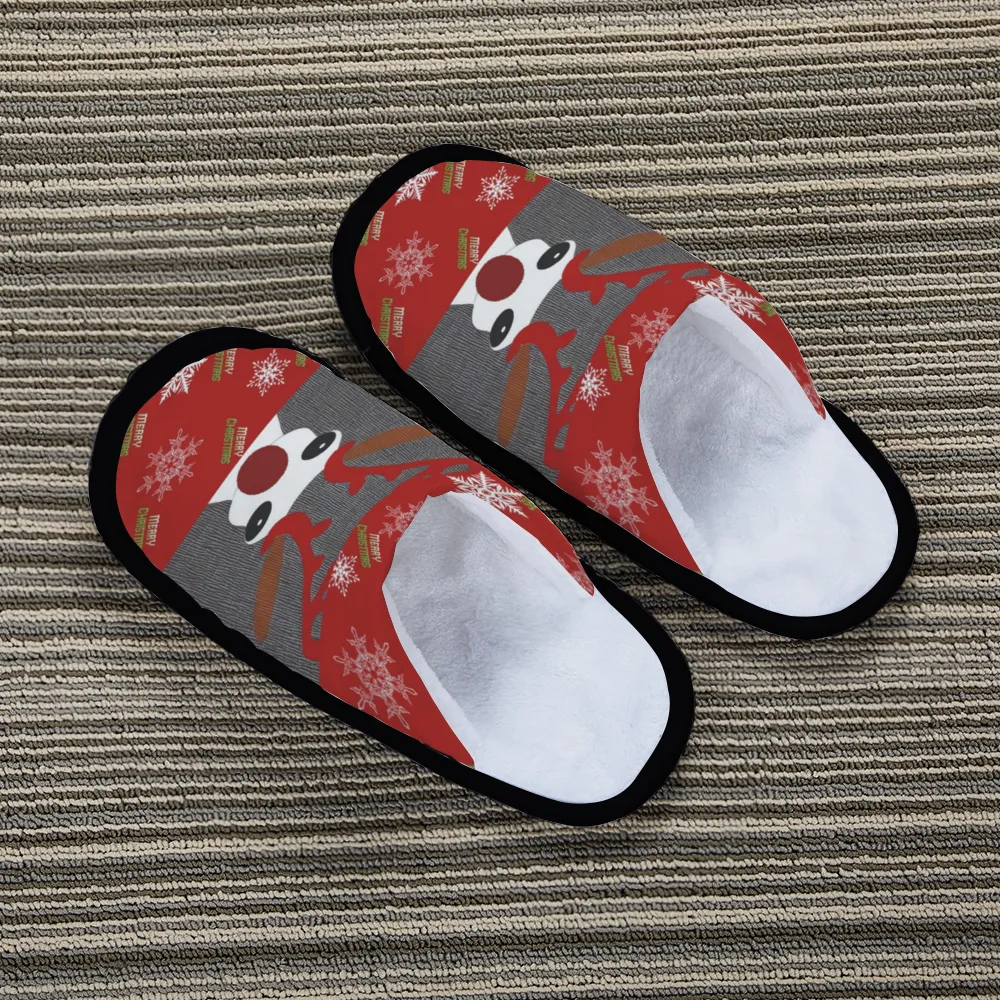 Christmas Reindeer Adults' Flannel Christmas Slippers