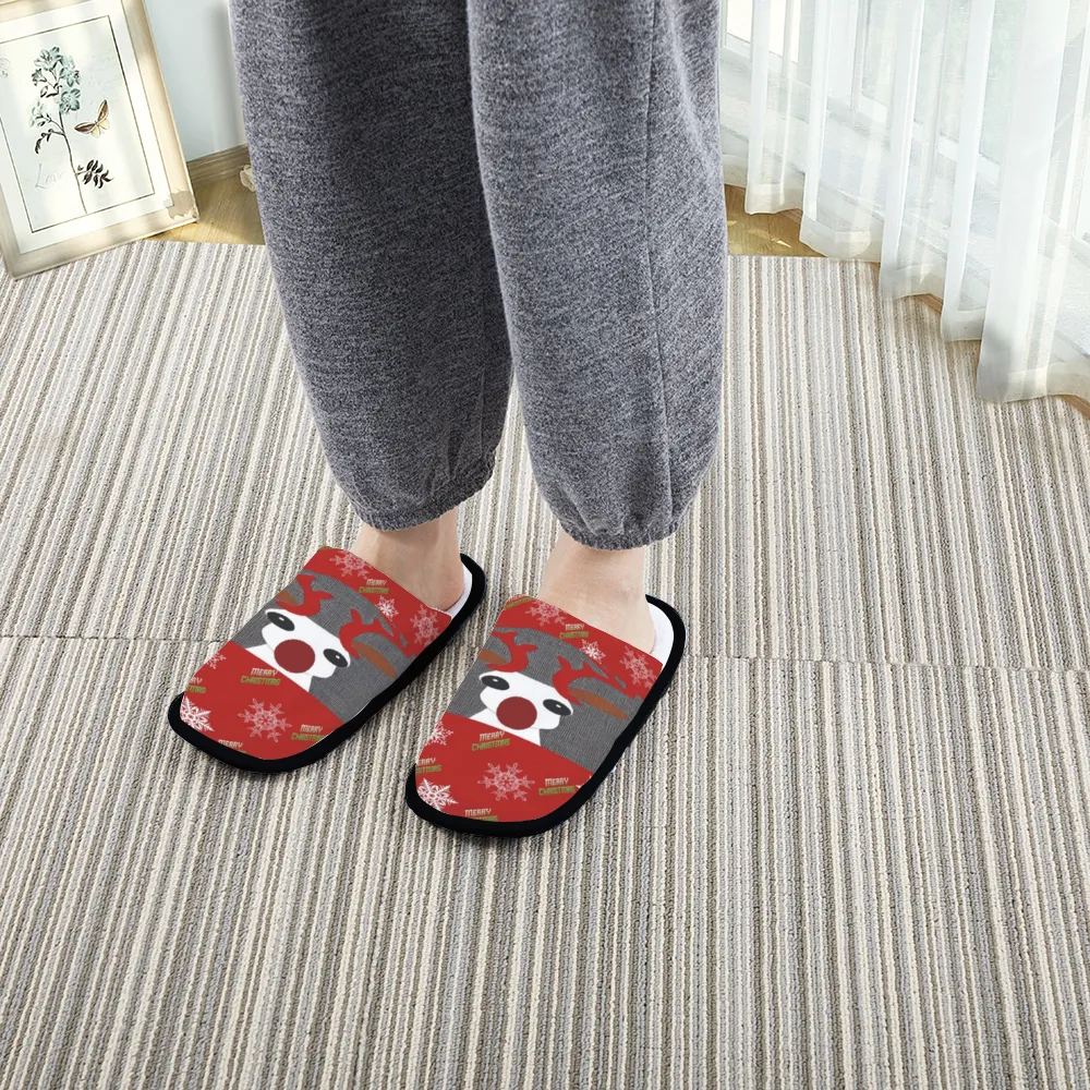 Christmas Reindeer Adults' Flannel Christmas Slippers