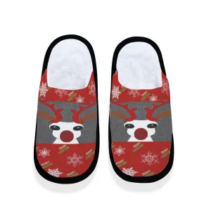 Christmas Reindeer Adults' Flannel Christmas Slippers