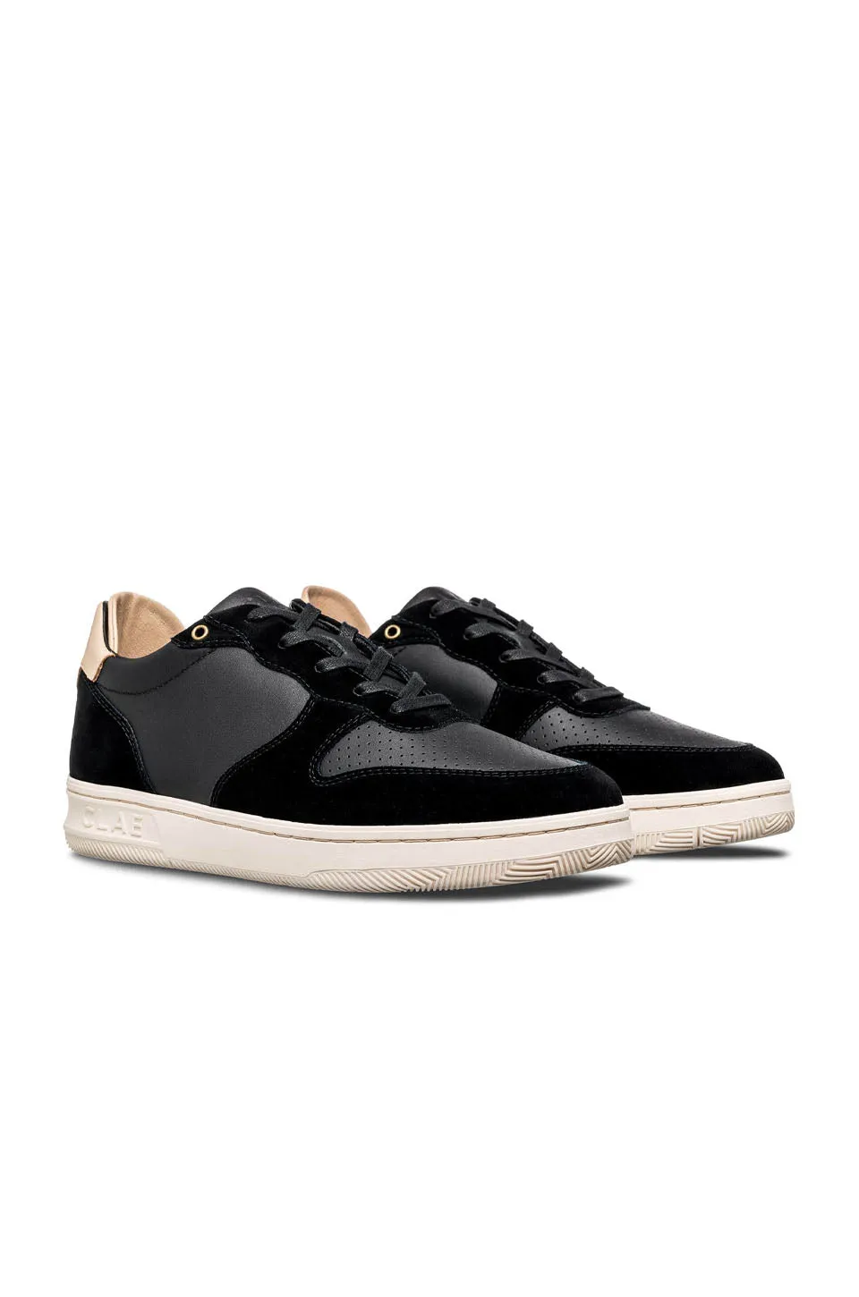 CLAE Malone Sneaker In Black Natural Leather