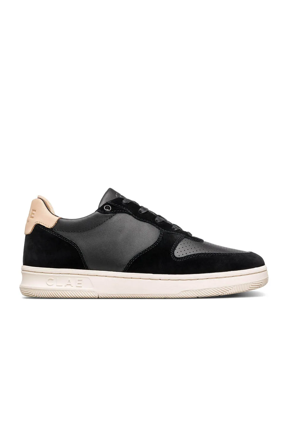 CLAE Malone Sneaker In Black Natural Leather