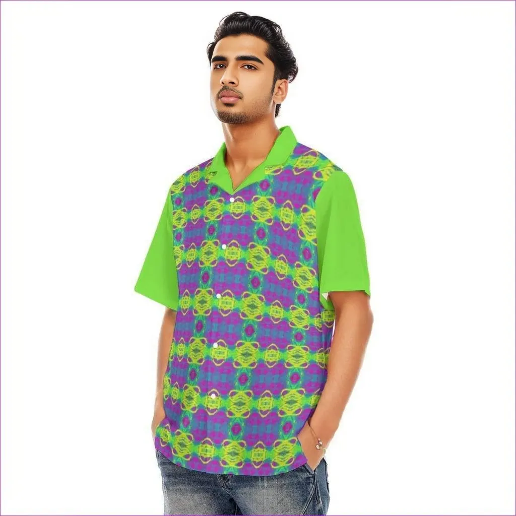 Club Lights Men's Hawaiian Shirt With Button Closure