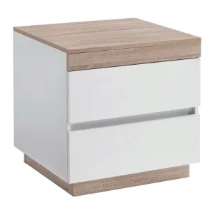 Coastal White Wooden Bedside Table with Drawers