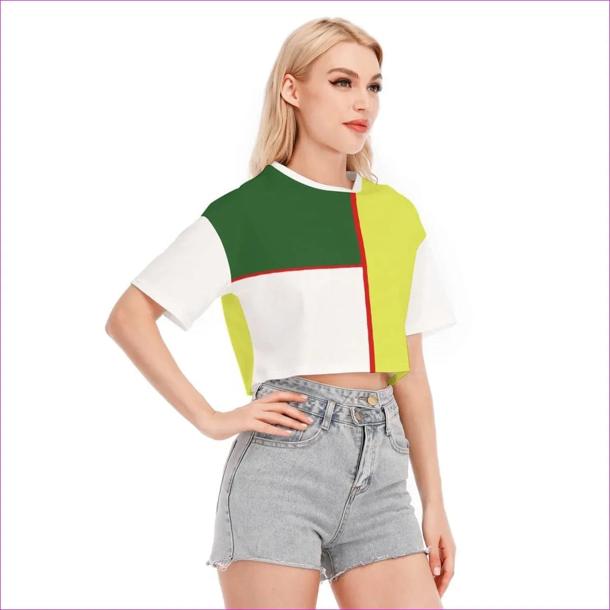 Color Block Astute Womens Cropped T-shirt | 100% Cotton