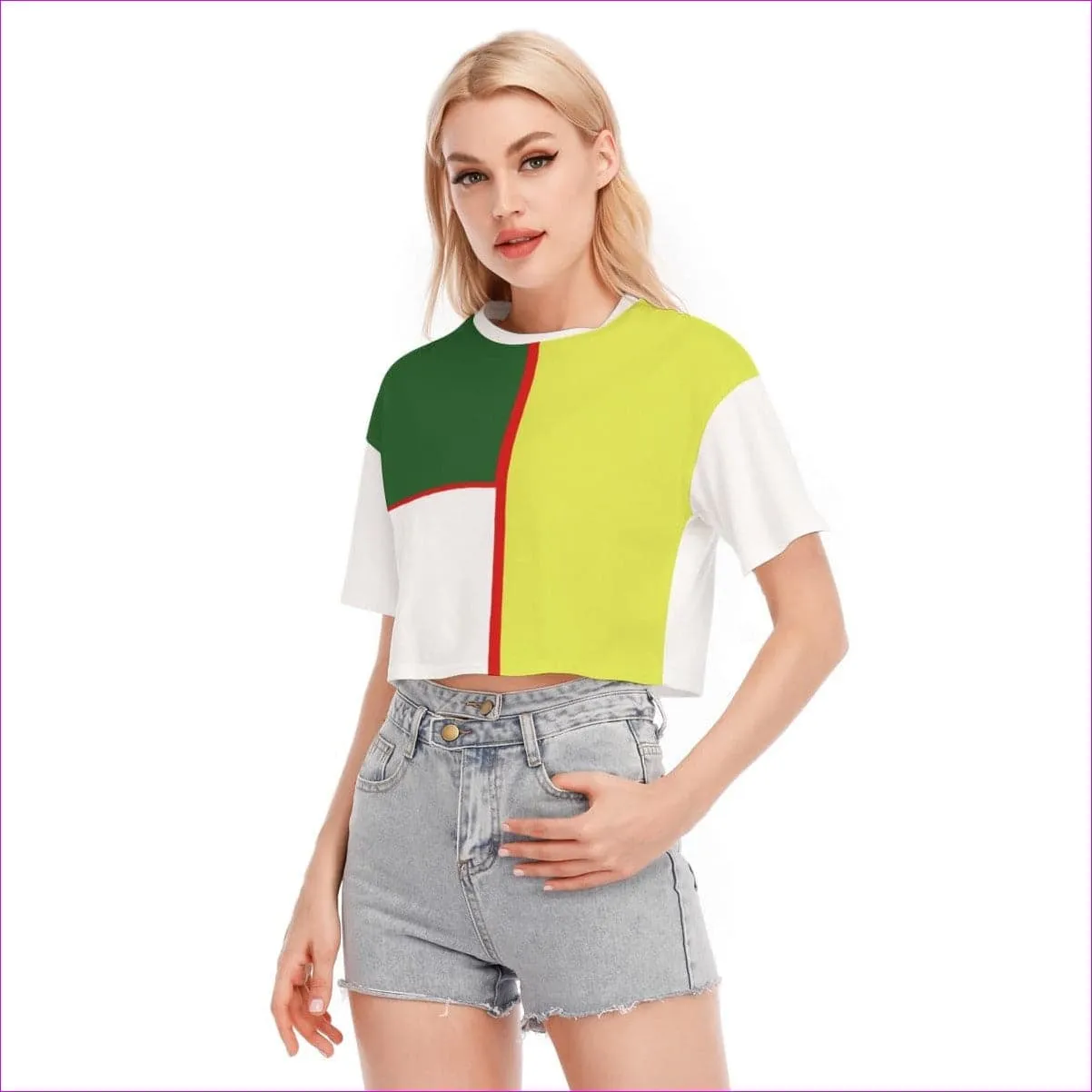 Color Block Astute Womens Cropped T-shirt | 100% Cotton