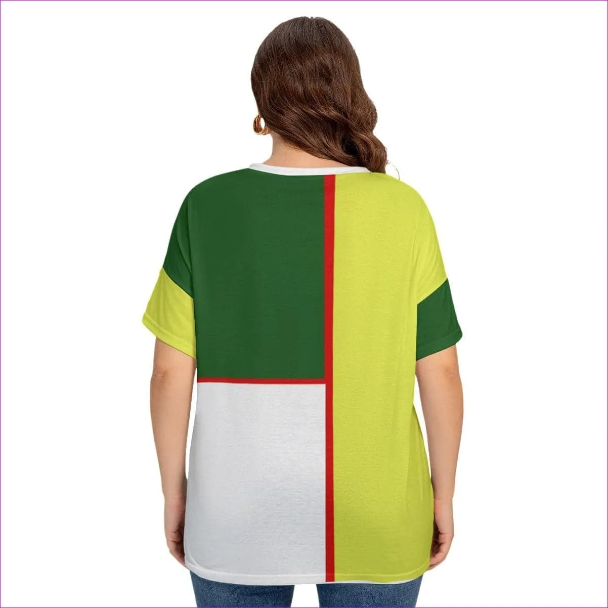 Color Block Astute Womens Drop-shoulder T-shirt With Sleeve Loops Voluptuous ( ) Plus Size