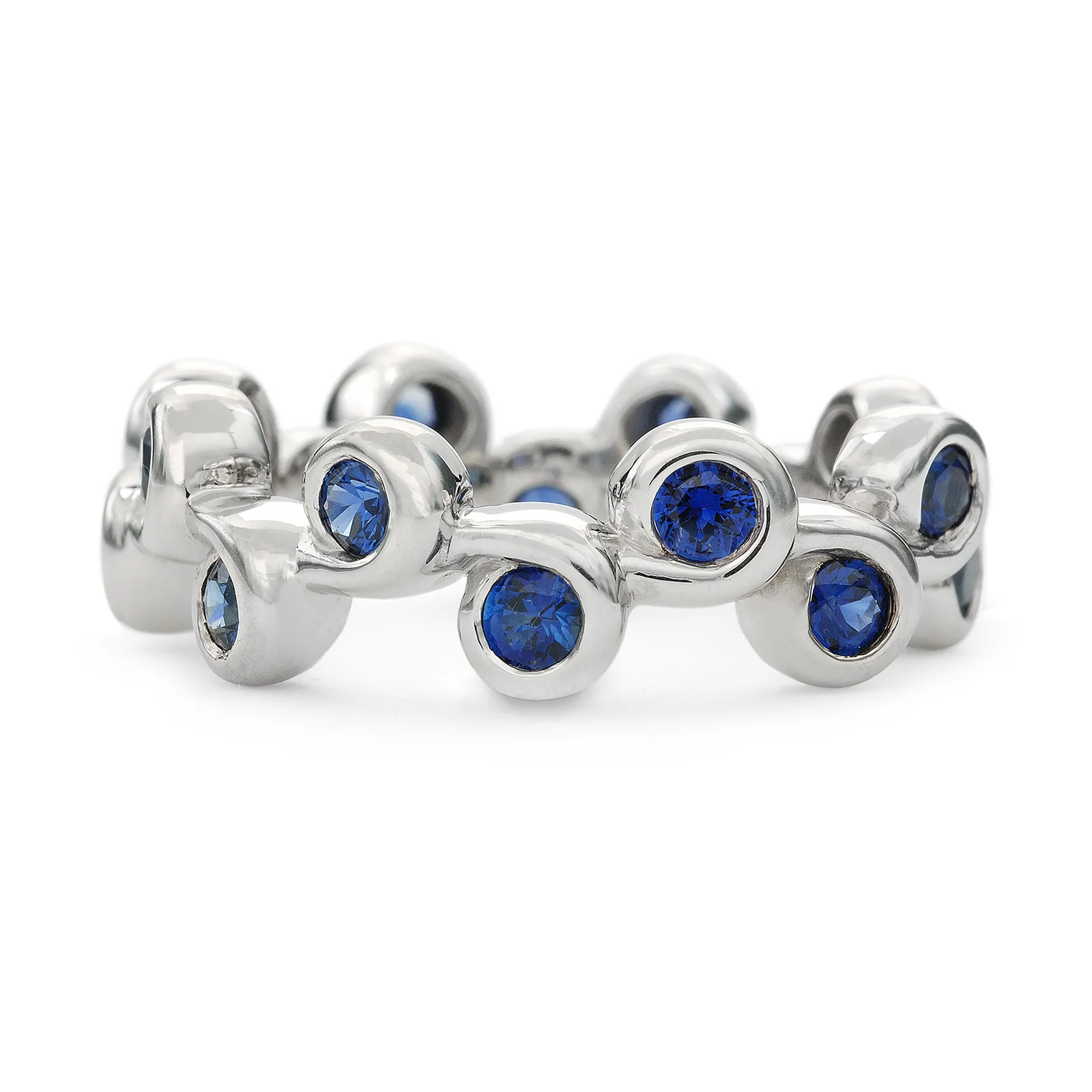 Contour Coil Blue Sapphire Stack Band