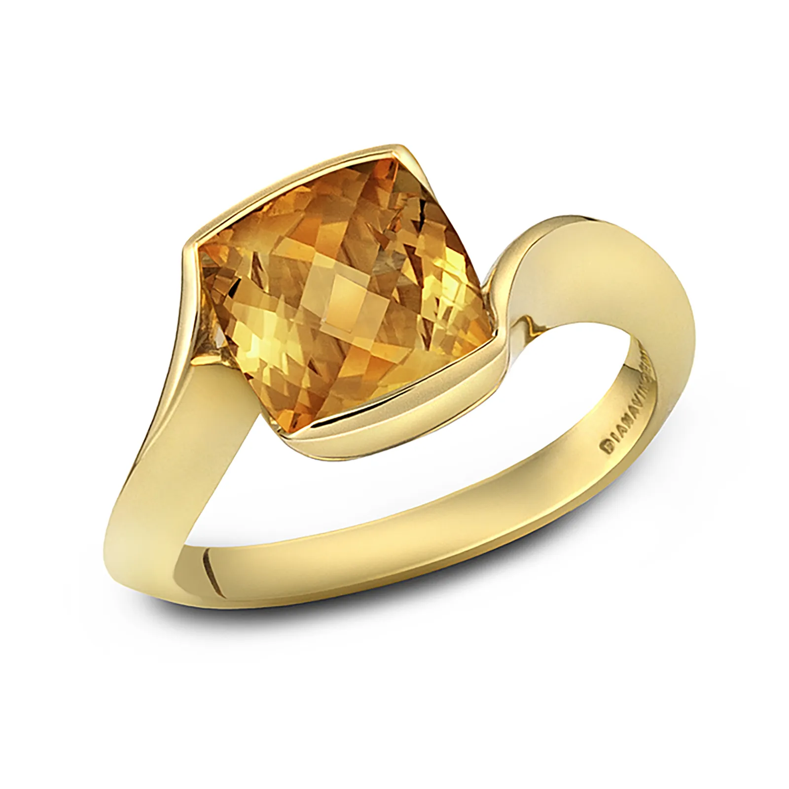 Contour Cushion Citrine and Yellow Gold Ring