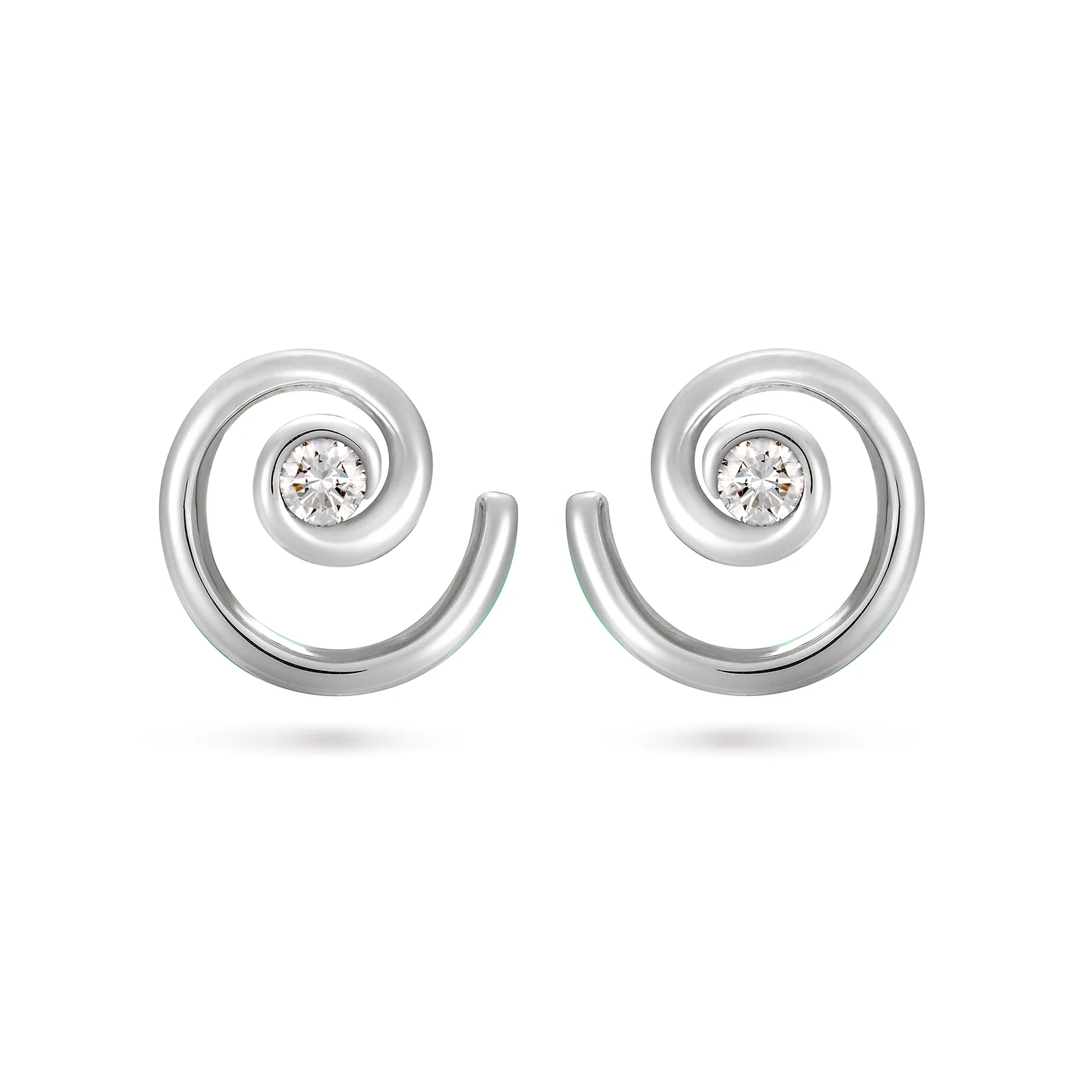 Contour Diamond and White Gold Curled Earrings