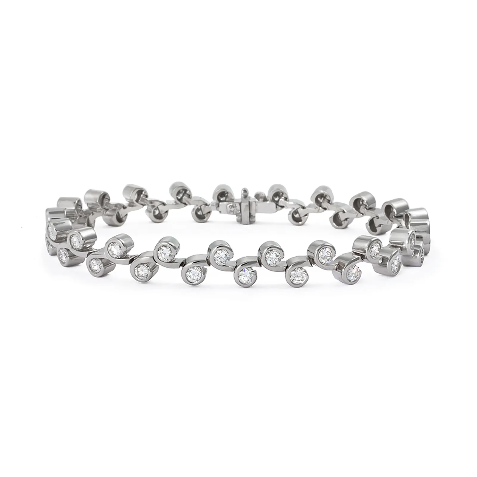 Contour Diamond and White Gold Link Bracelet