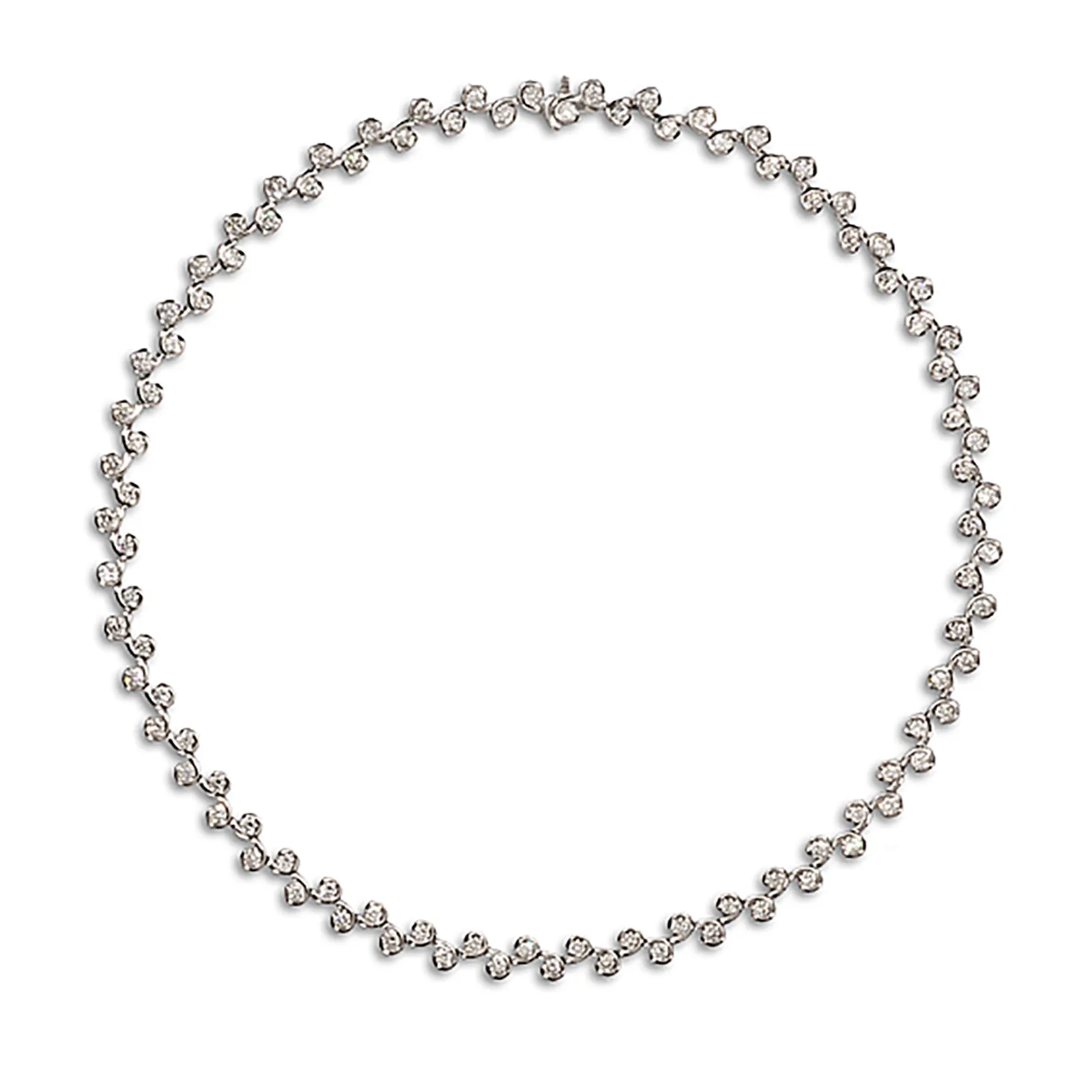 Contour Diamond and White Gold Link Necklace