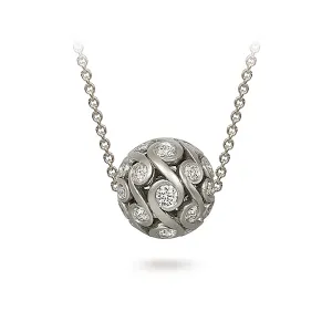 Contour Diamond and White Gold Sphere Pendant