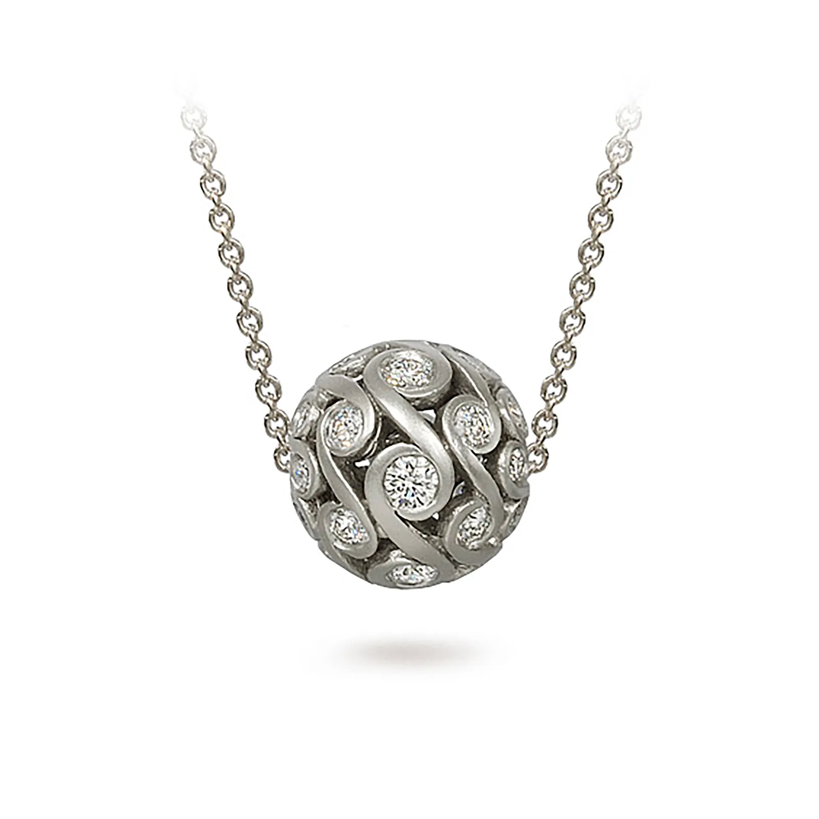 Contour Diamond and White Gold Sphere Pendant