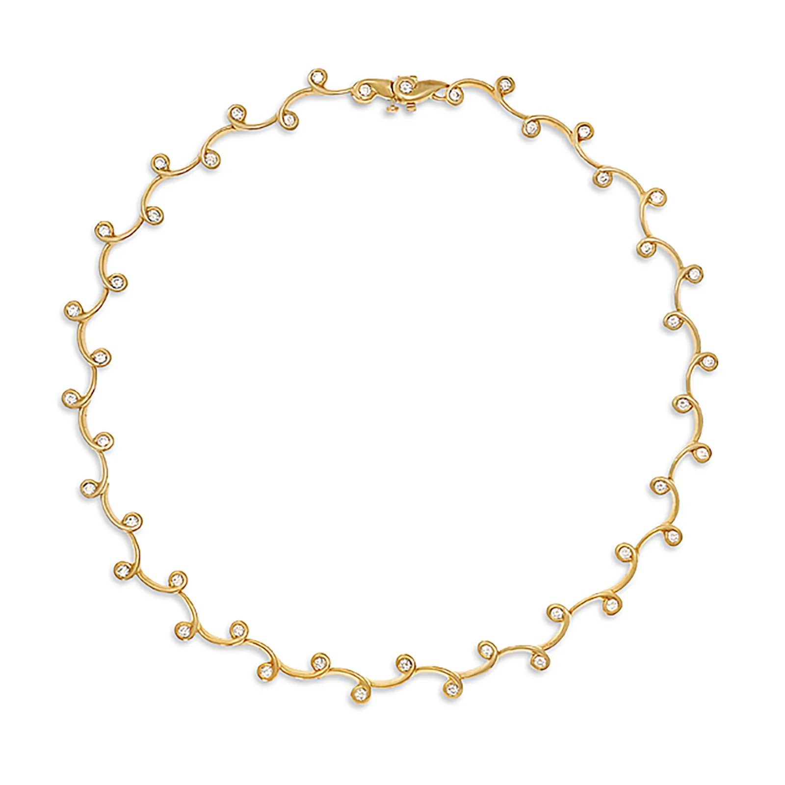 Contour Diamond and Yellow Gold Link Necklace