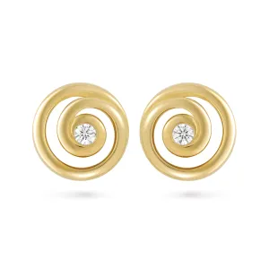 Contour Diamond and Yellow Gold Spiral Earrings