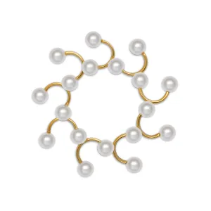 Contour Pearl and Yellow Gold Brooch