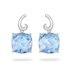 Contour Small Cushion Blue Topaz and Sterling Silver Earrings