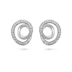 Contour Small Diamond and White Gold Swirl Earrings