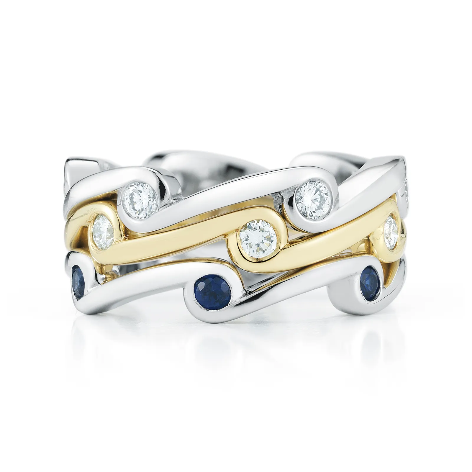 Contour Wave Blue Sapphire Stack Band