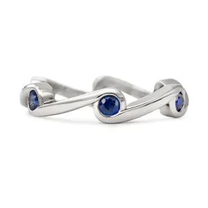 Contour Wave Blue Sapphire Stack Band