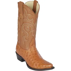 Cowboy Ostrich Boots Honey Snip Toe