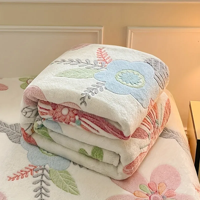 Cozy Floral Flannel Throw Blanket - Soft, Warm & Stain-Resistant for Couch, Office, Camping | Versatile Multi-Use Gift Idea