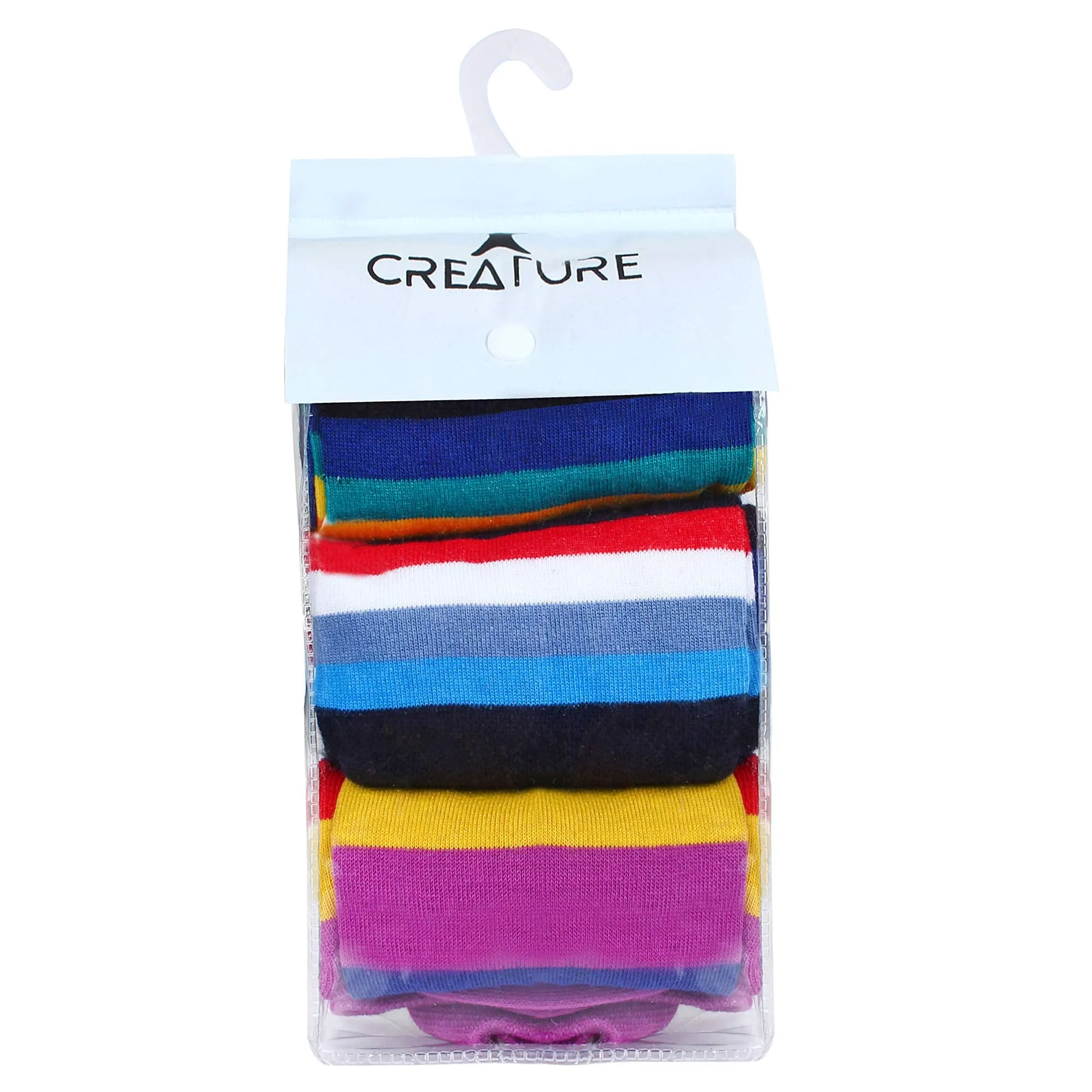 CREATURE Men's Cotton Calf Length 3 Multi Color Casual Socks Combo of 3(SCS-2901)