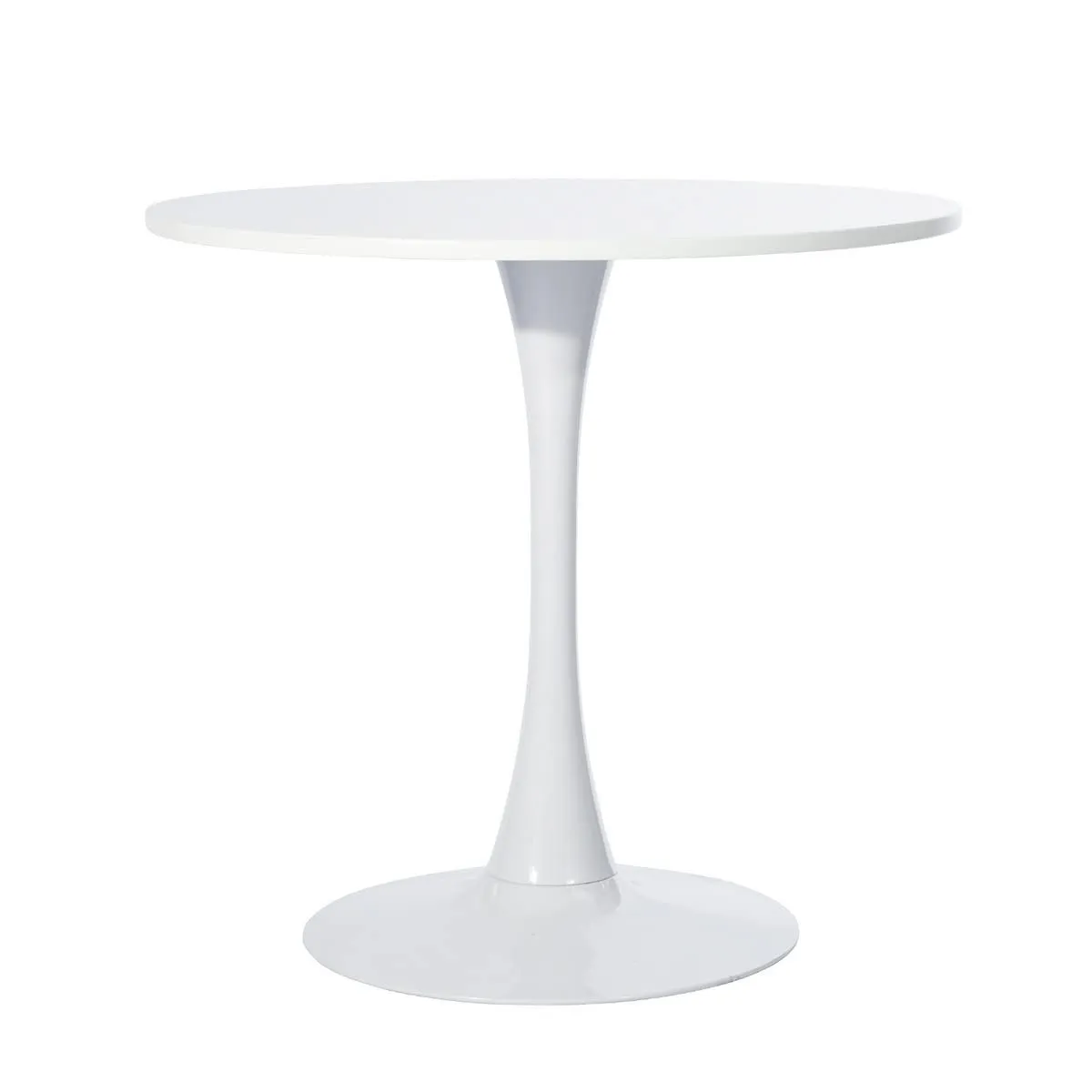 CROWN ART SHOPPEE Engineered Wood Round Tulip Table, Mid-Century Modern Pedestal Dining Table, Conference Pedestal Desk, And Leisure Coffee Table-White