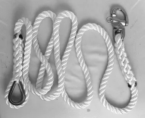 Custom 5/8" x 6'  3 Strand Mooring Pendant Line 100% Nylon High Quality Rope with Stainless Steel Thimble and SS swivel snap Shackle.