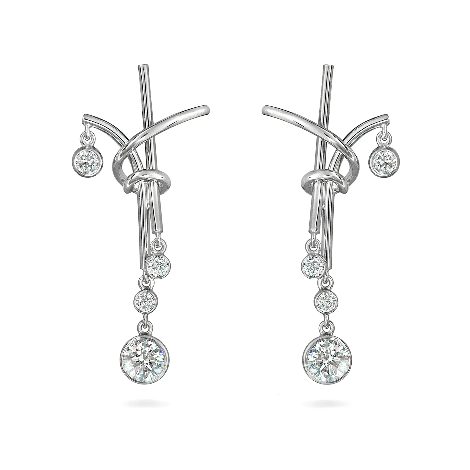 Diamond and White Gold Splash Earrings