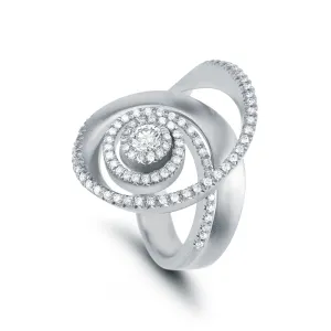 Diamond and White Gold Swirl Ring