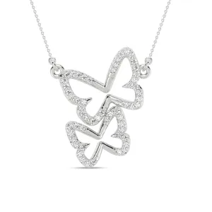 Double Butterfly Silhouette Necklace