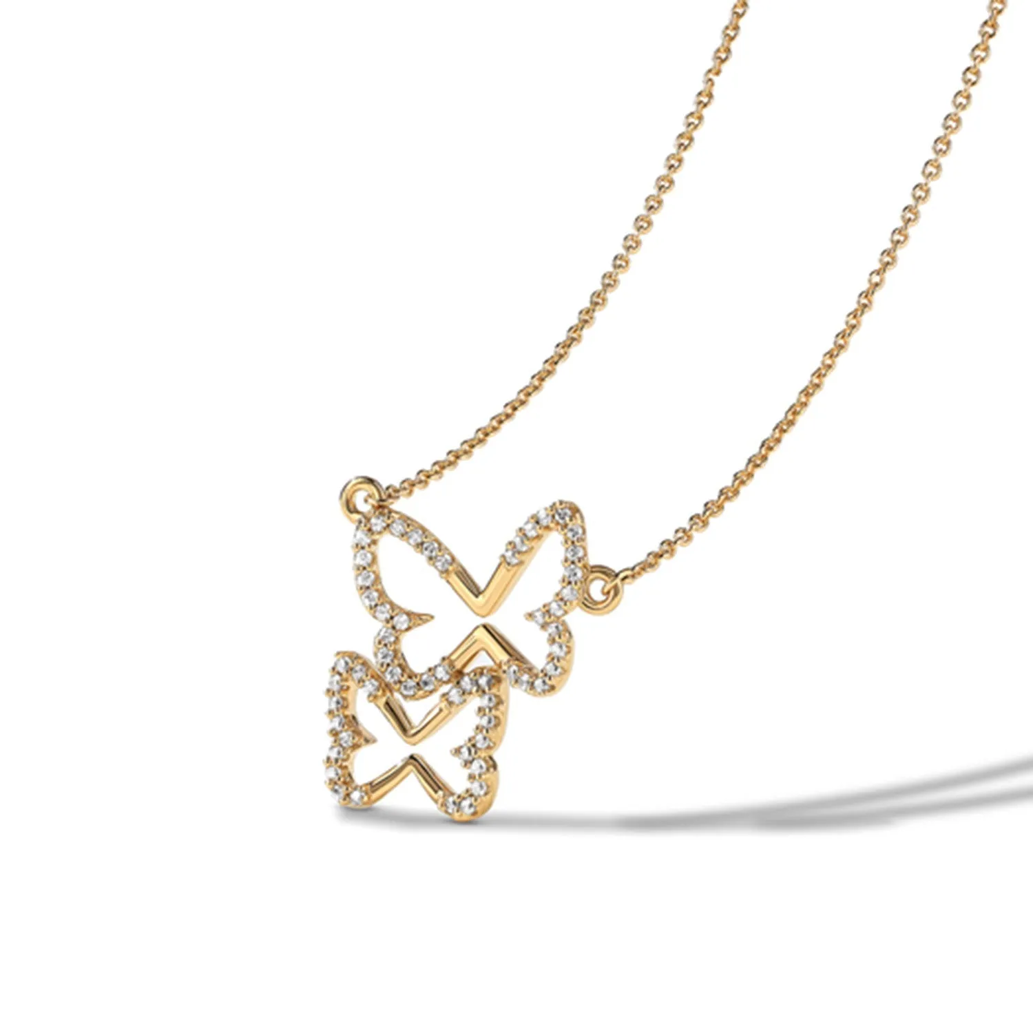 Double Butterfly Silhouette Necklace