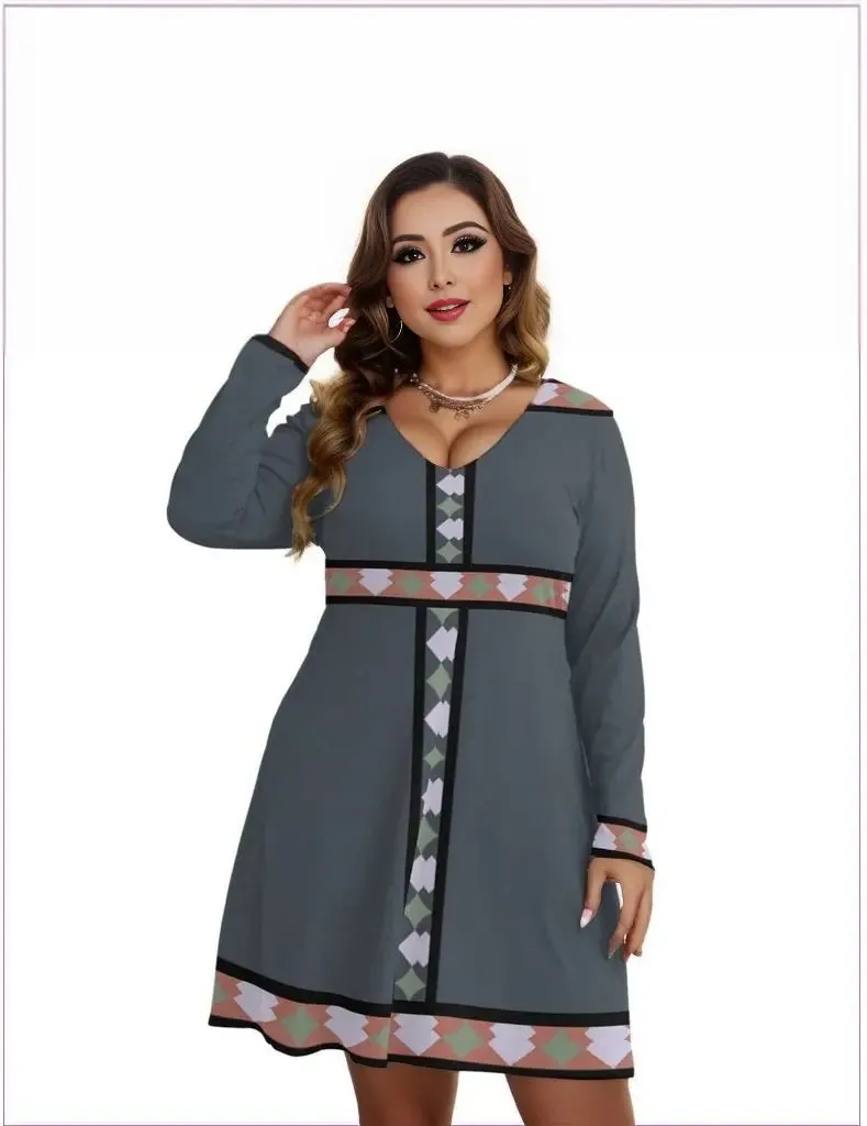 Eclectic Womens V-neck Long Sleeve Dress Voluptuous ( ) Plus Size