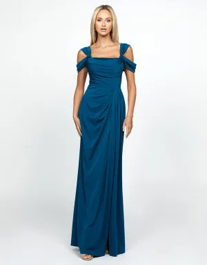 EMERY KNOTTED OFF SHOULDER COWL GOWN B69D18L