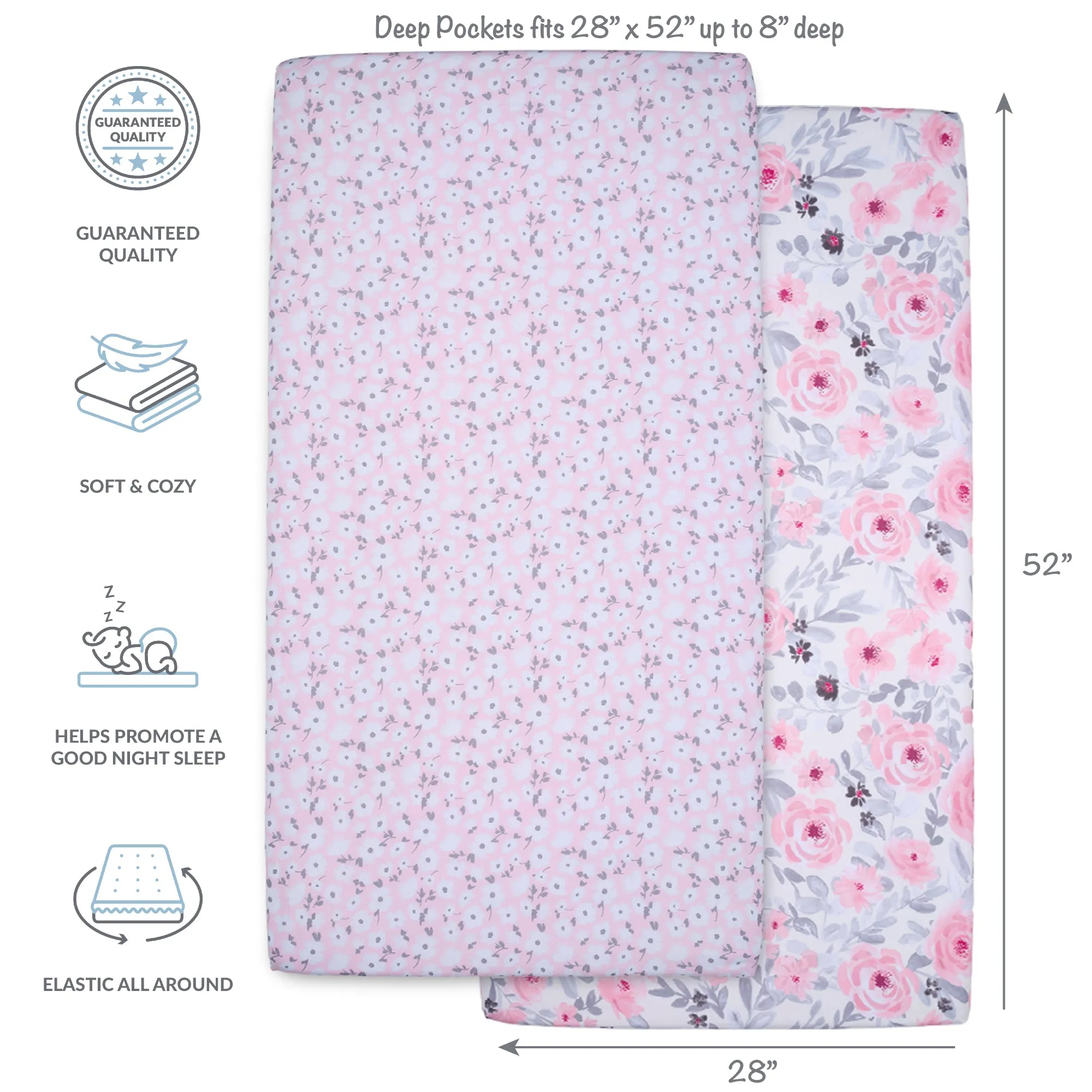 Floral 2-Pack Fitted Crib Sheet Set