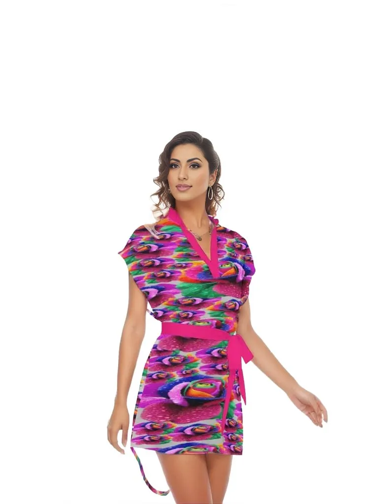 Floral Burst Womens Casual Dress With Belt