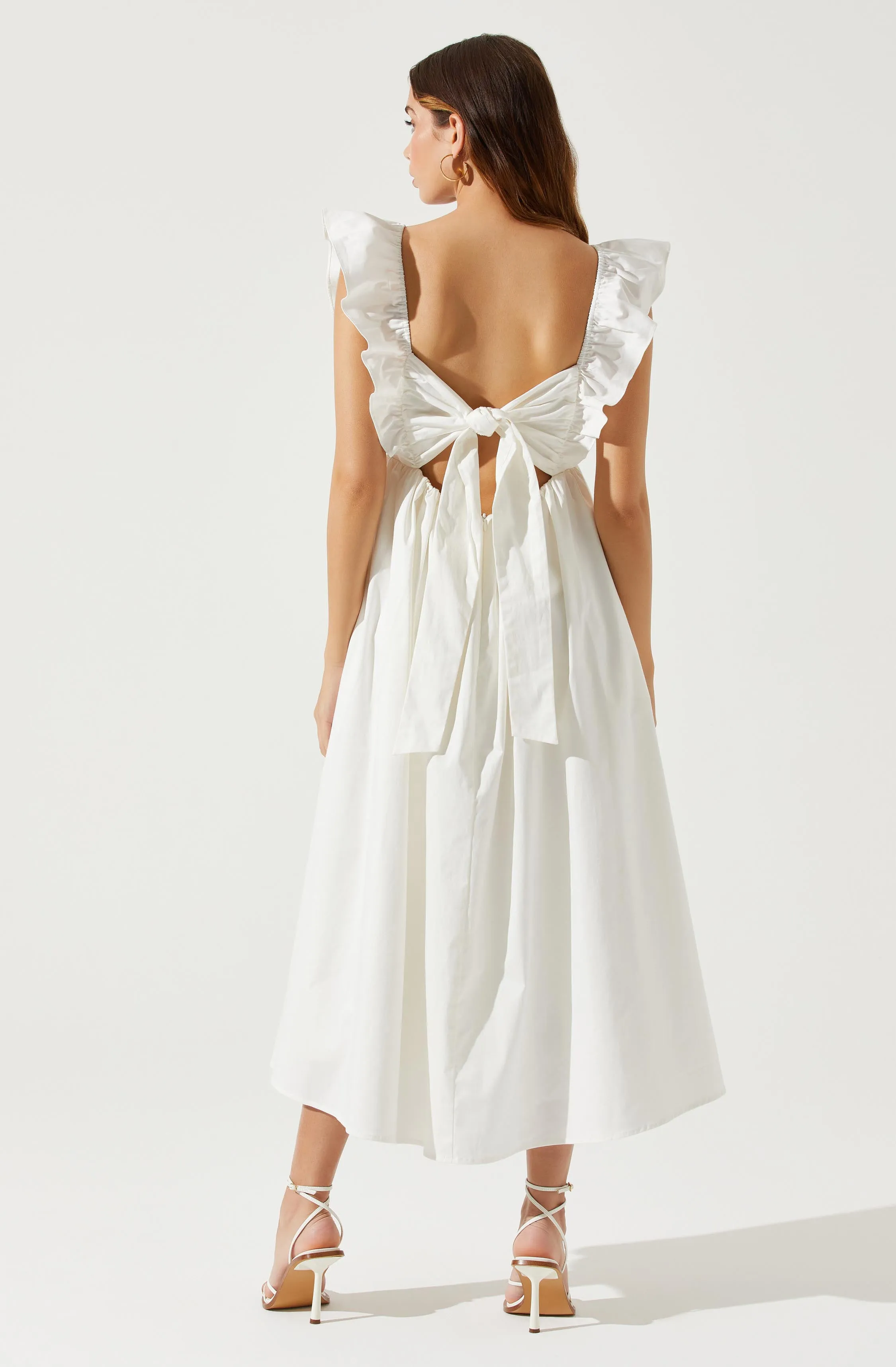 Flutter Sleeve Tie Back Maxi Dress