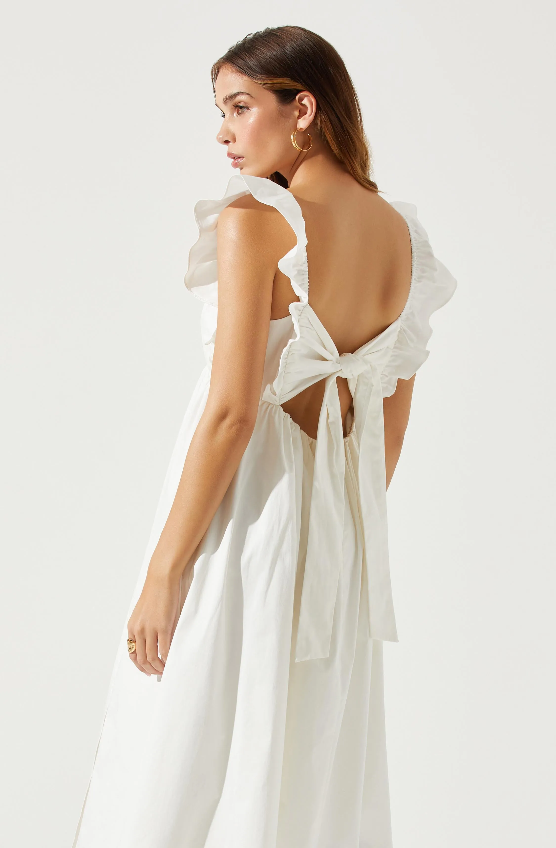 Flutter Sleeve Tie Back Maxi Dress