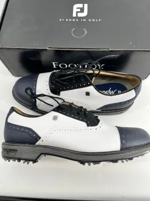 Footjoy Myjoys Premiere Series Tarlow Golf Shoes White Black Blue 9.5 Medium M