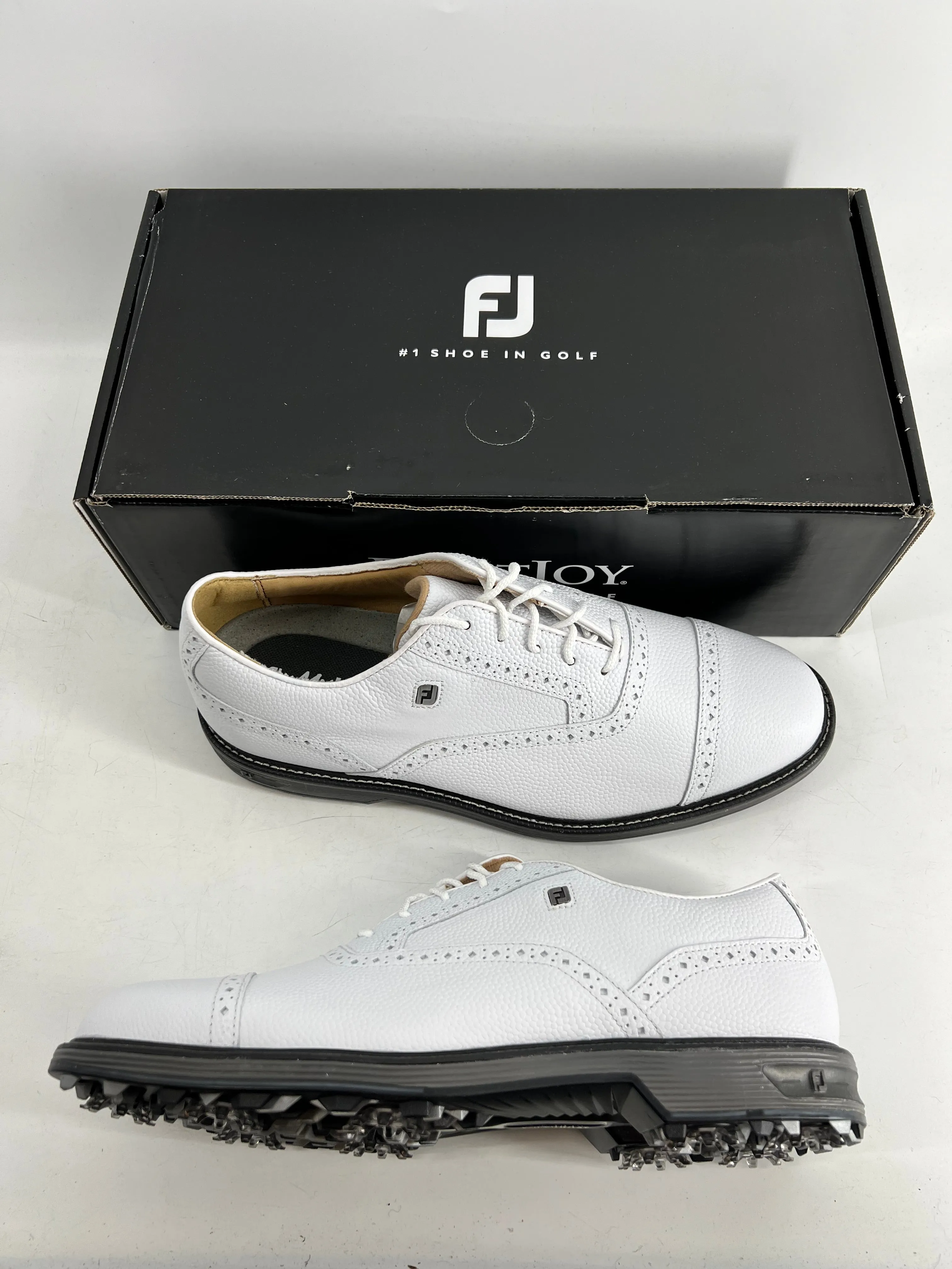 Footjoy Myjoys Premiere Series Tarlow Golf Shoes White Pebble 10 Wide