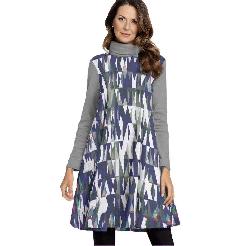 Fractured Womens High Neck Dress With Long Sleeve