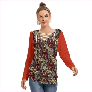 Full Deck Womens Long Sleeve Tie Up Blouse