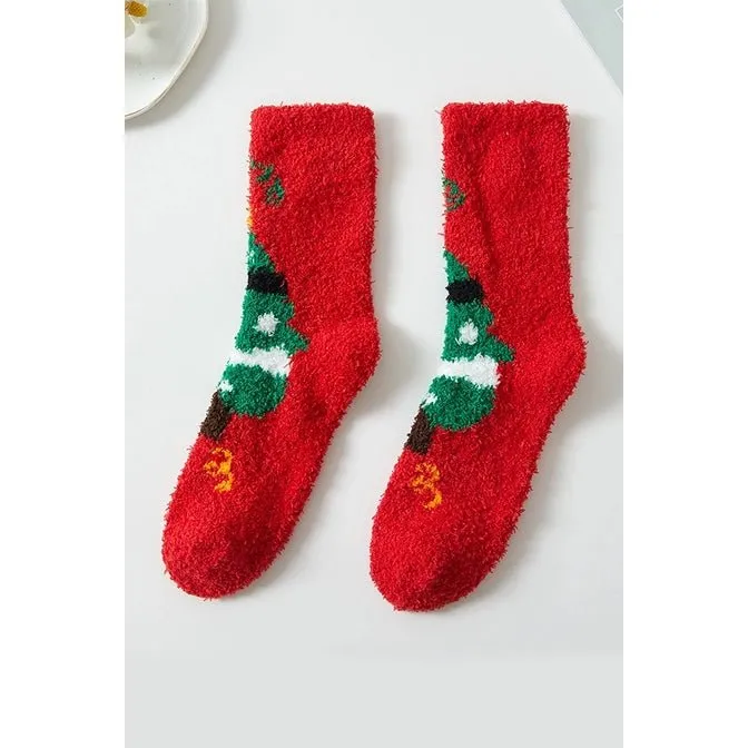 Fuzzy Christmas Holiday Socks