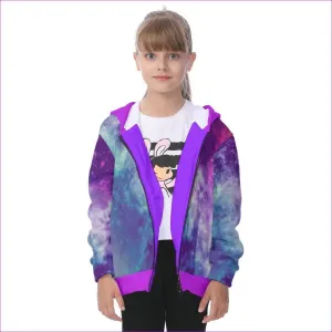 Galaxy Kids Fur Lined Hoodie With Zip Up