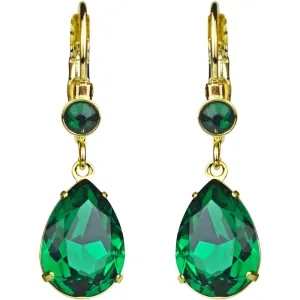 Goddess Tears Leverback Earrings (Goldtone/Emerald Green)