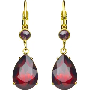 Goddess Tears Leverback Earrings (Goldtone/Ruby Red)