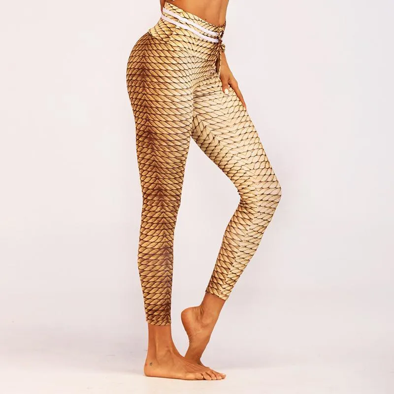 Golden Sports Tie Elasticity Yoga Fitness Sports Leggings